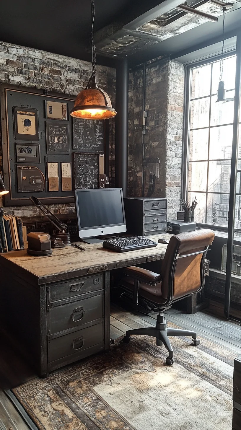 Rustic Industrial Workspace: Where Vintage Charm Meets Modern Efficiency