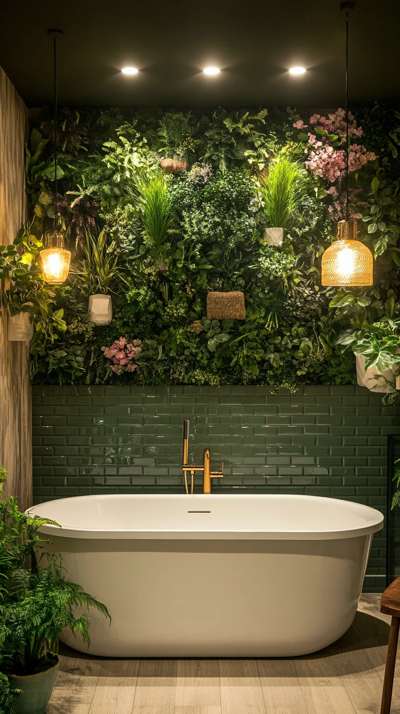 Transform Your Bathroom into a Serene Oasis with Lush Greenery and Elegant Fixtures