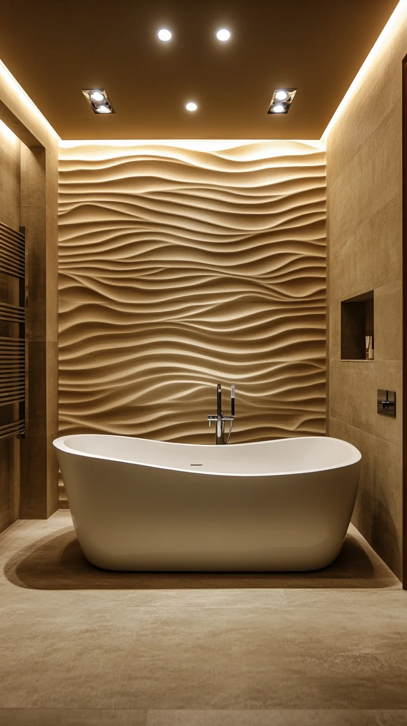 Transform Your Bathroom with Serene Wave Textures and Minimalist Elegance