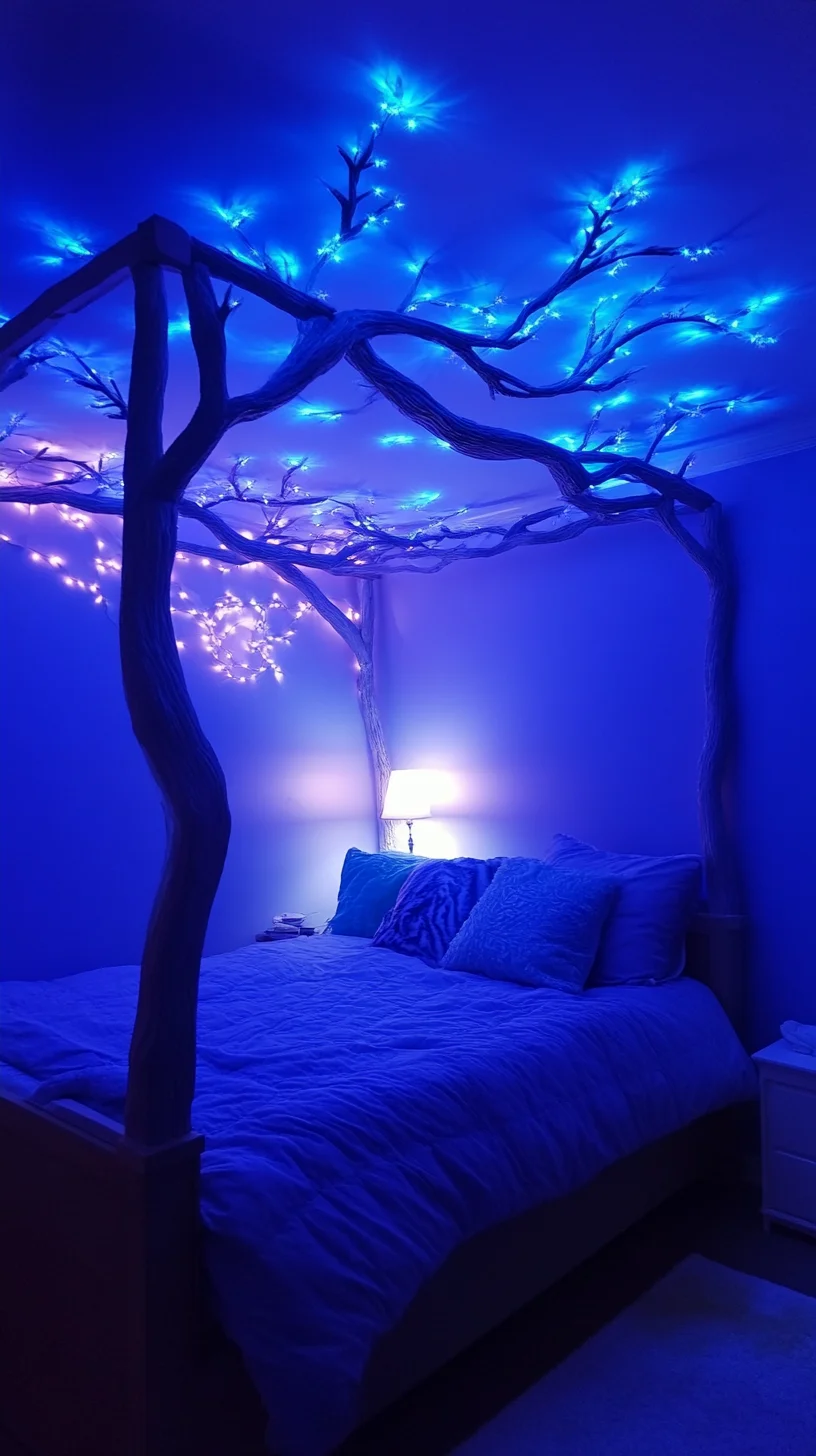 Transform Your Bedroom with Enchanting Tree Branch Decor and Dreamy Lighting