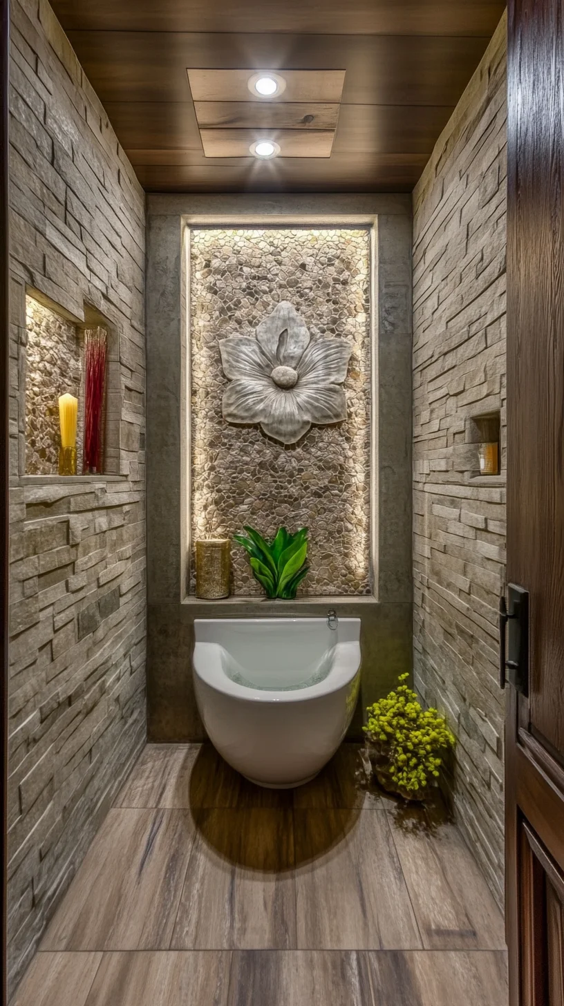 Transform Your Powder Room: Elegant Stone Decor Meets Modern Serenity