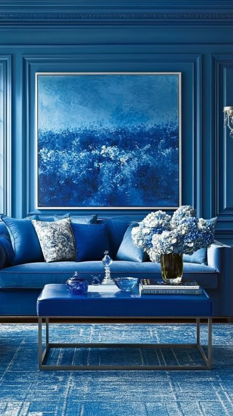 Transform Your Space with Bold Blue: The Ultimate Monochromatic Living Room