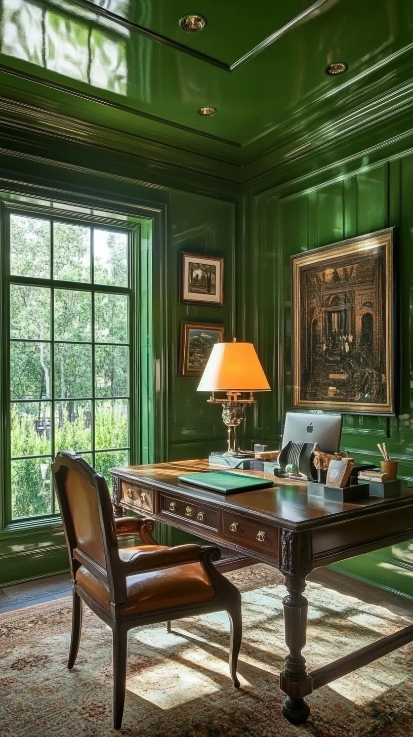 Transform Your Workspace: Embrace Rich Green Elegance for a Creative Oasis