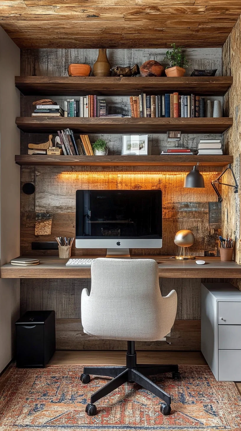 Transform Your Workspace: Embrace the Cozy Elegance of a Rustic-Modern Home Office