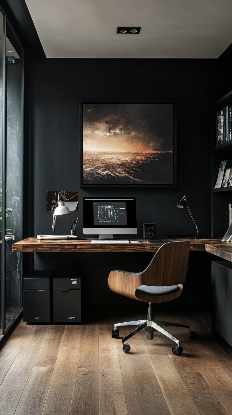 Transform Your Workspace: Sleek Modern Office with Cozy Natural Touches