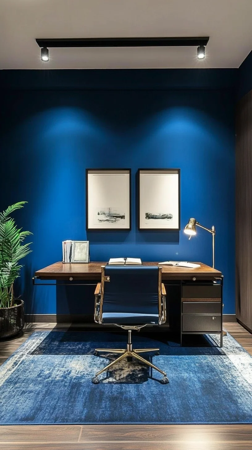 Transform Your Workspace with Bold Blue: A Stylish Office Makeover