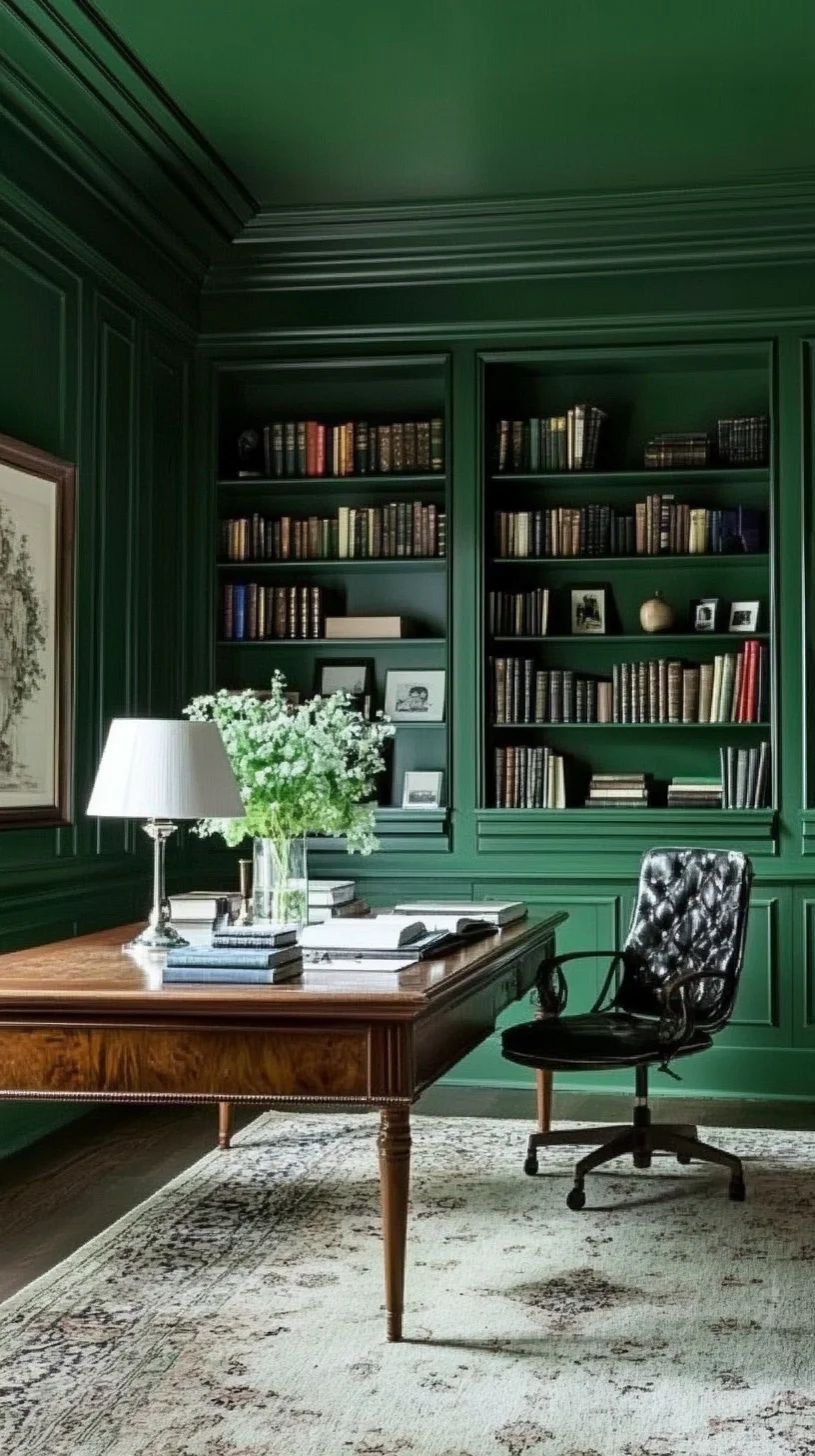 Transform Your Workspace with Lush Emerald Elegance