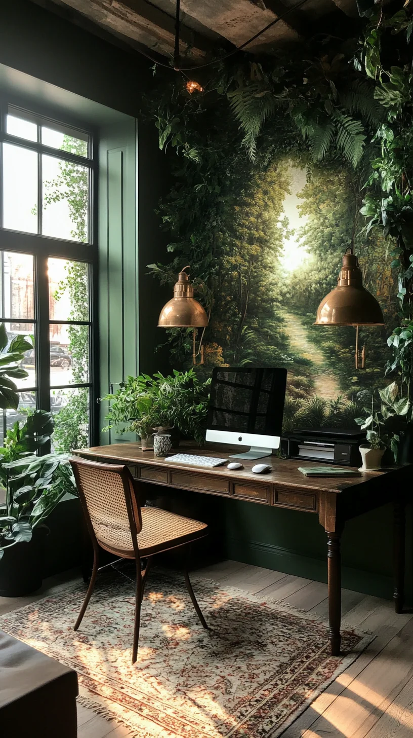 Transform Your Workspace with Lush Greenery and Vintage Charm