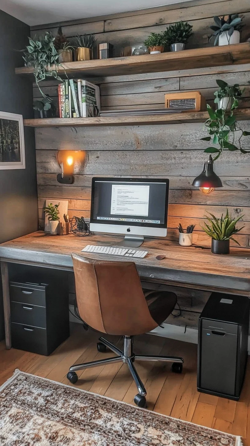 Transform Your Workspace with Rustic Charm: A Cozy and Functional Home Office Design