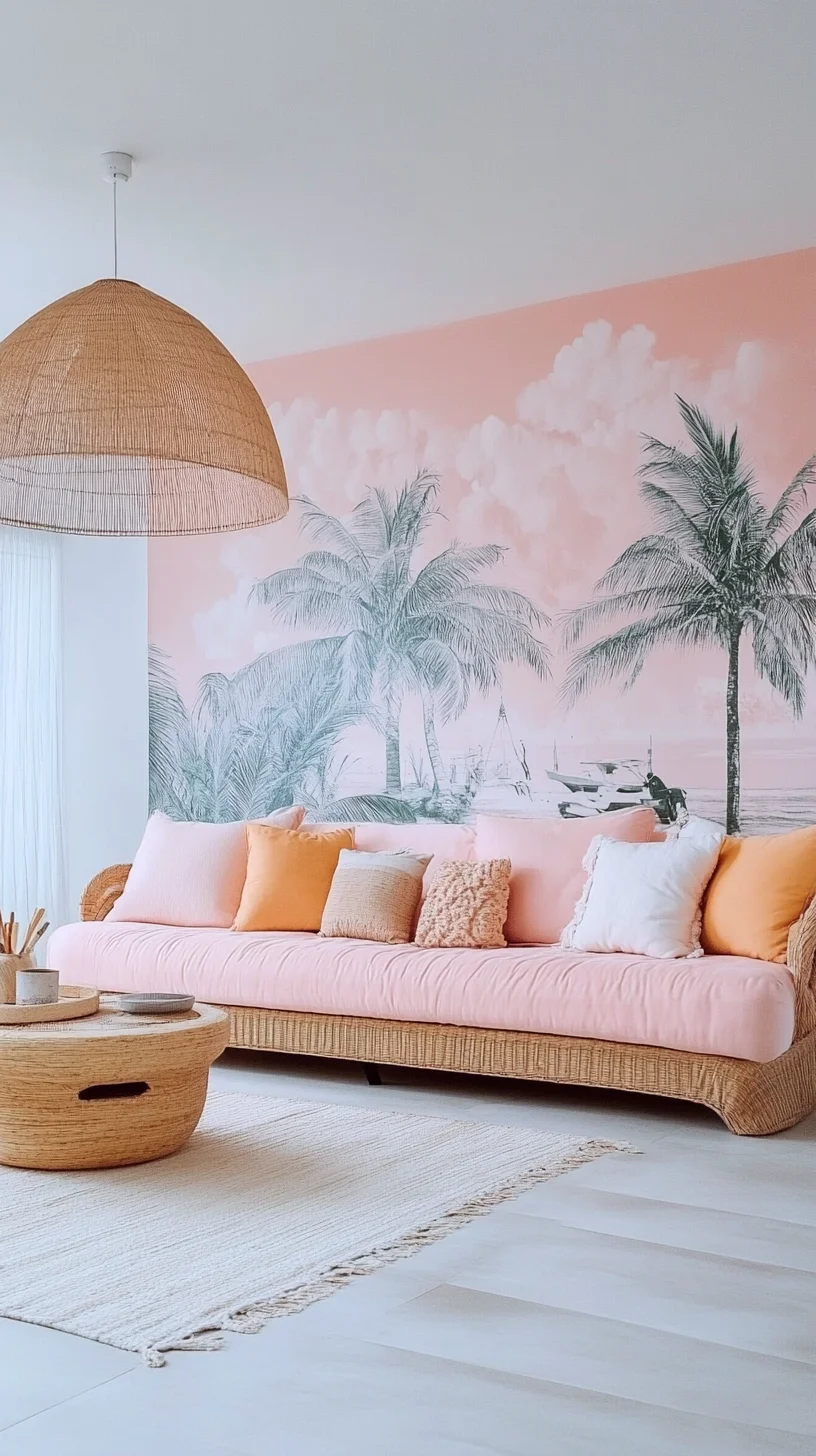 Tropical Tranquility: Embrace Coastal Vibes with Light Pink Accents