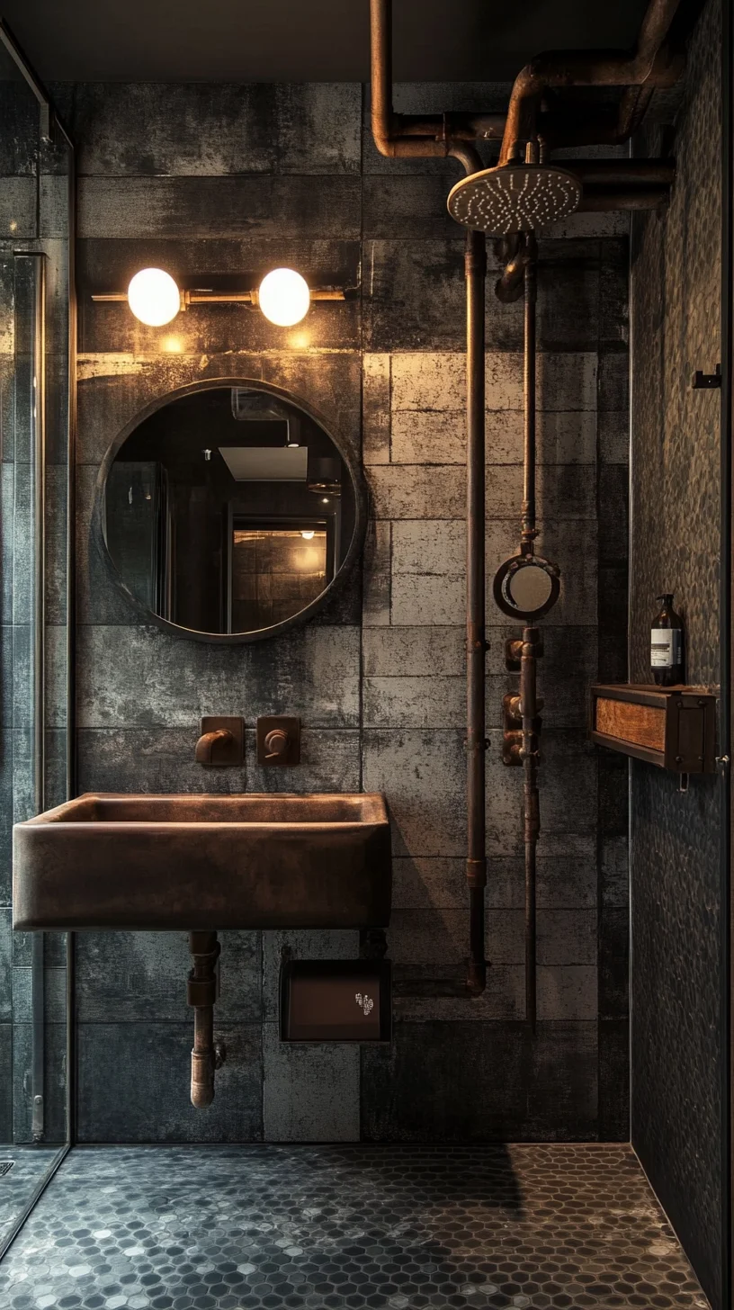 Urban Industrial Charm: Transform Your Bathroom with Bold Metal and Textured Finishes