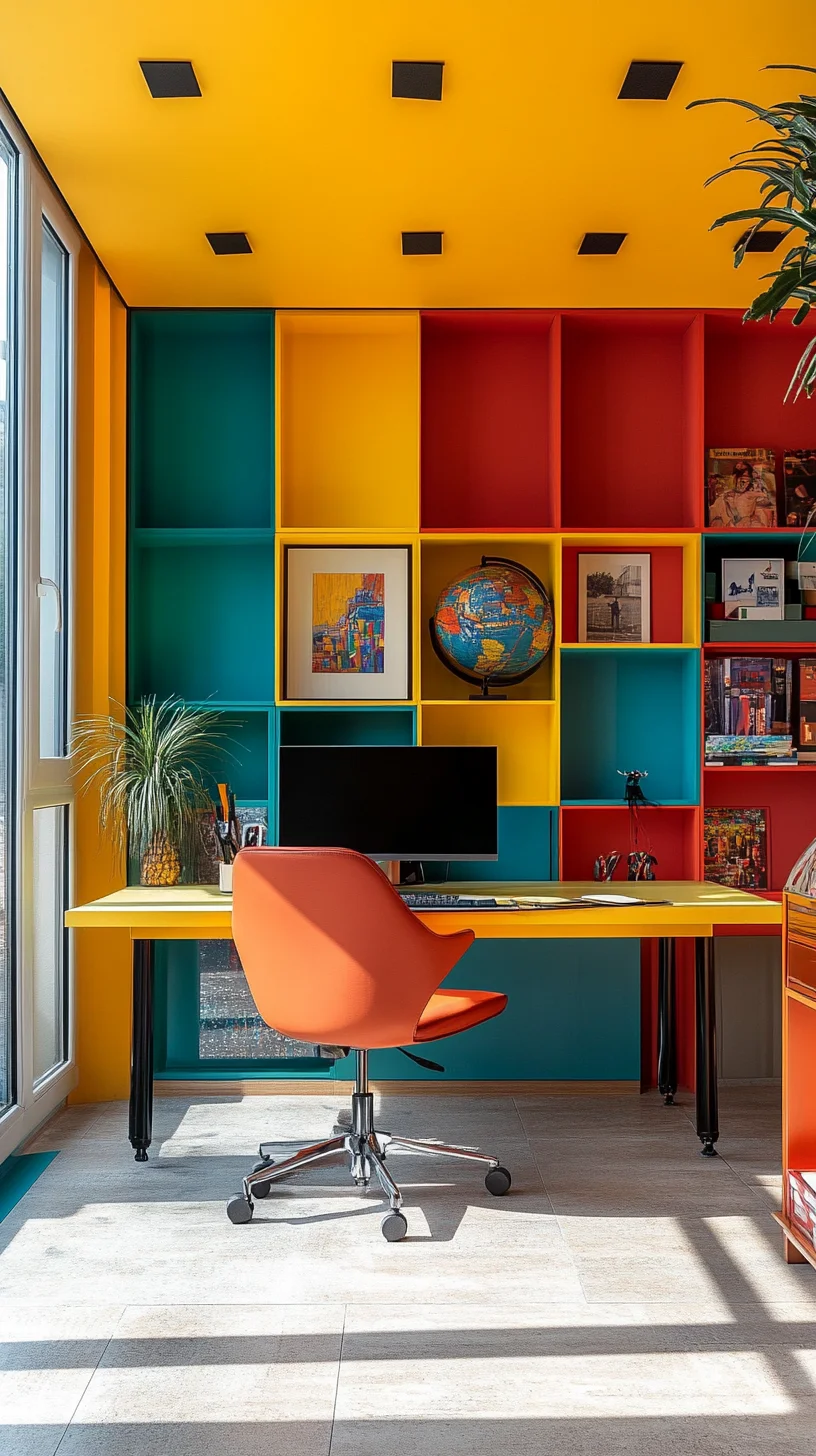 Vibrant Home Office Bliss: A Colorful Retreat for Productivity