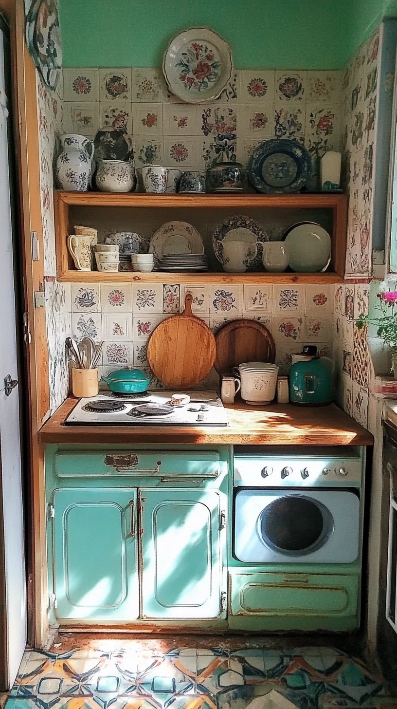 Vintage Charm: An Eclectic Kitchen with Timeless Blue Accents